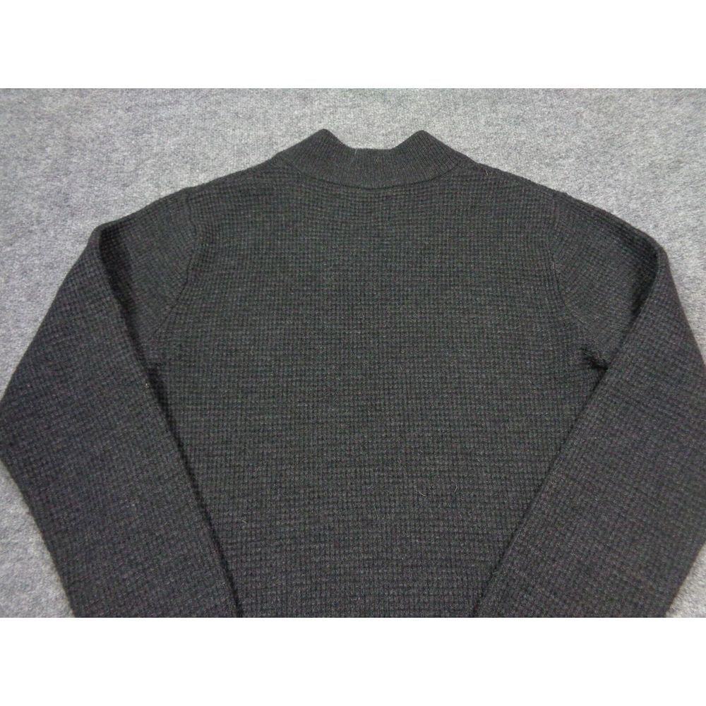 Schott Bros. Wool Blend Waffle Knit Sweater Men's Size M Dark Gray Shawl Collar - Picture 6 of 11